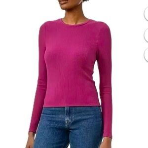 Splendid Women's Ribbed Crew Neck Long Sleeve Tee